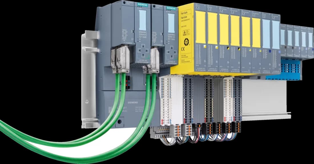 Siemens PLC rack with I/O and safety modules